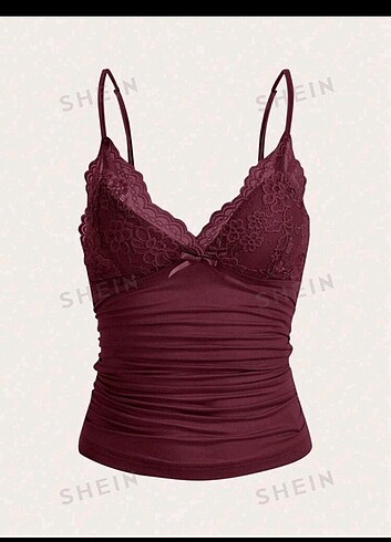 Shein bordo dantel detay askılı büstiyer