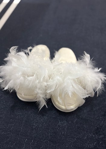 Tüylü Beyaz Hastane Lohusa Terlik - Görsel 5