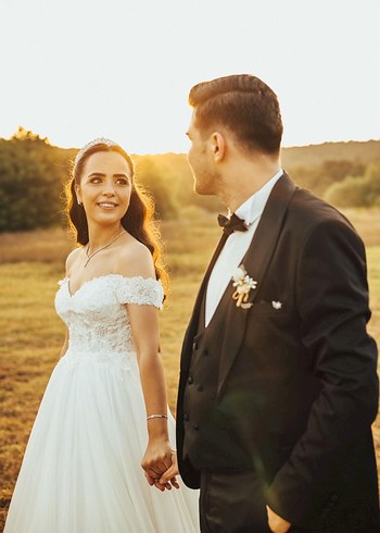 Uzun Kollu Beyaz A Kesim Gelinlik - Görsel 11