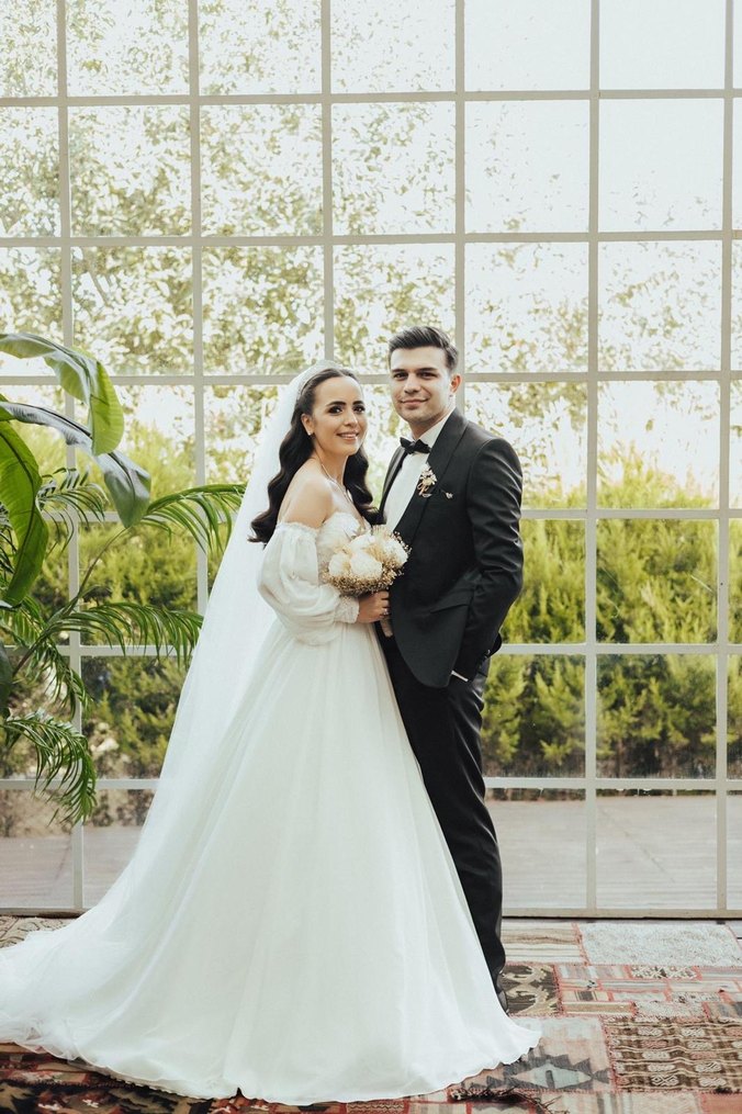 Uzun Kollu Beyaz A Kesim Gelinlik - Görsel 3