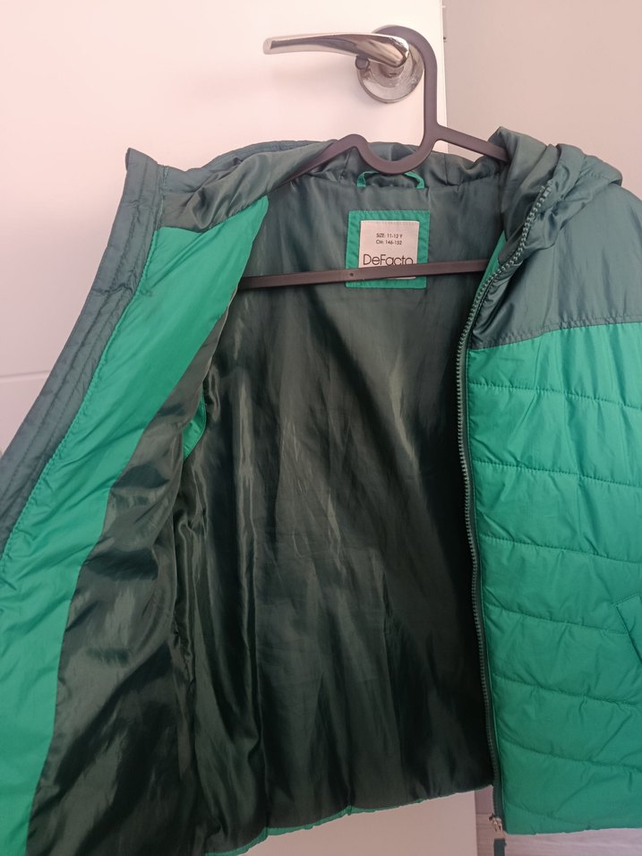 Parlak Yeşil Erkek Çocuk Kapüşonlu Yelek - Görsel 4