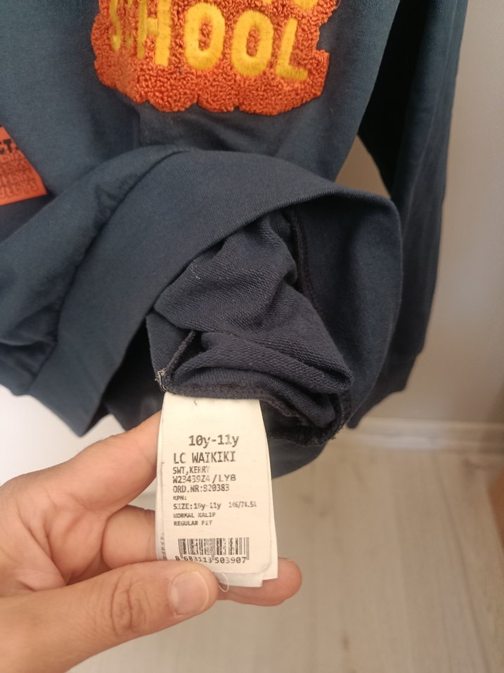 Düğmeli Erkek Sweatshirt, Uzun Kollu, Mavi - Görsel 3