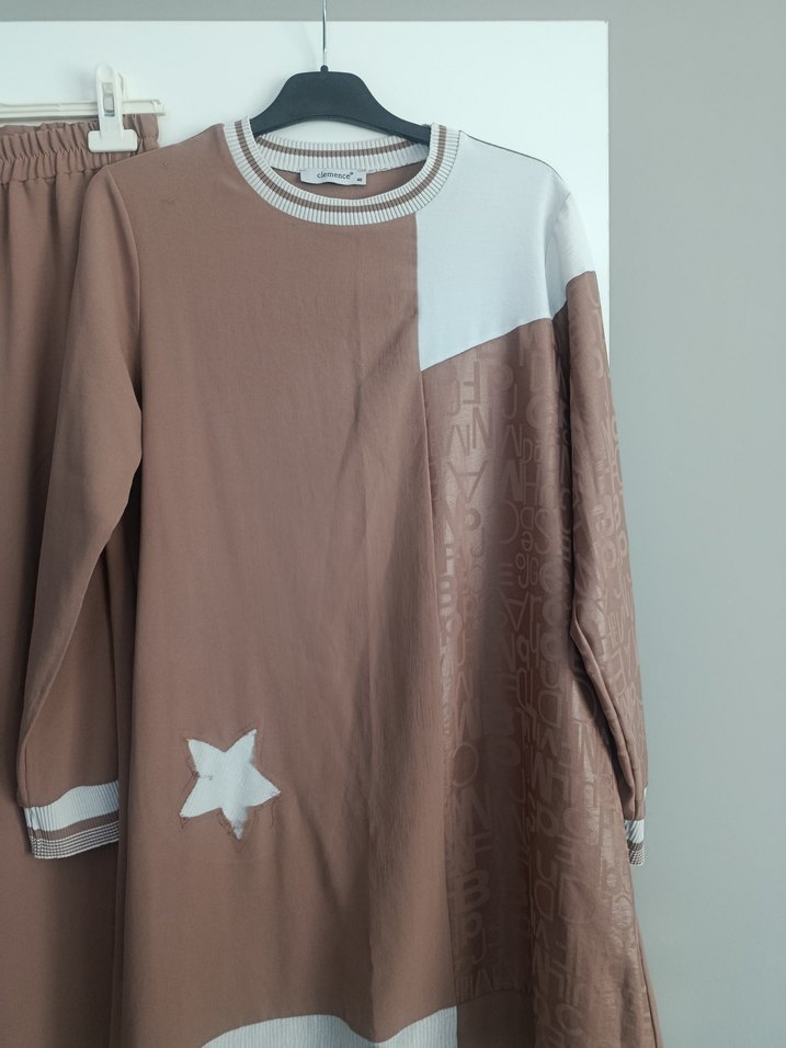 Bej Kadın Rahat Kesim Uzun Kollu Eşofman Takımı - Görsel 3