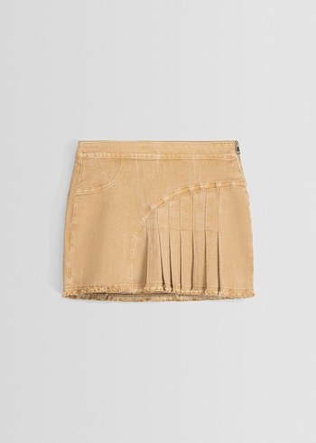 36 Beden camel Renk Orjinal Bershka Super Mini Denim Etek