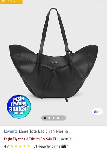 Loventa siyah deri tote çanta - Görsel 4