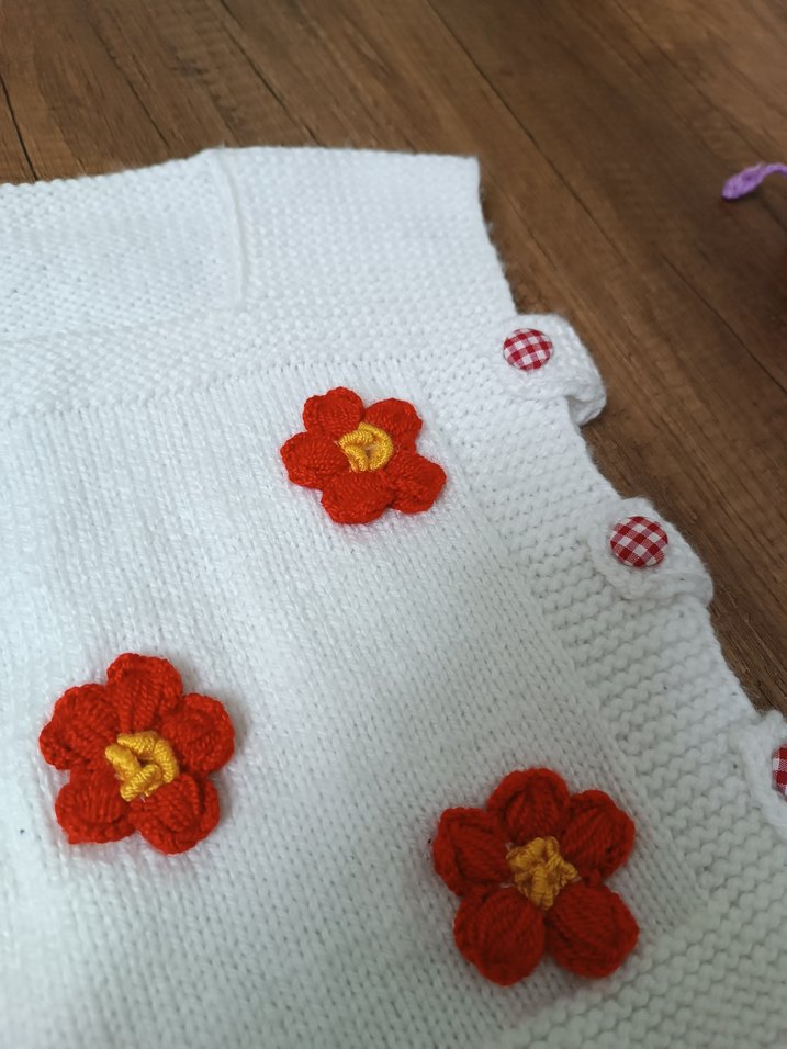 el örgüsü Kız bebek Süveter kare yaka - Görsel 2