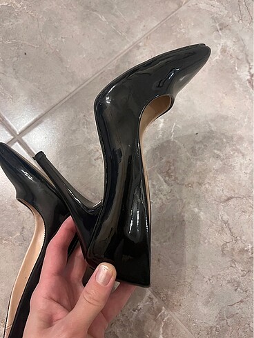 36 Beden Klasik siyah rugan stiletto