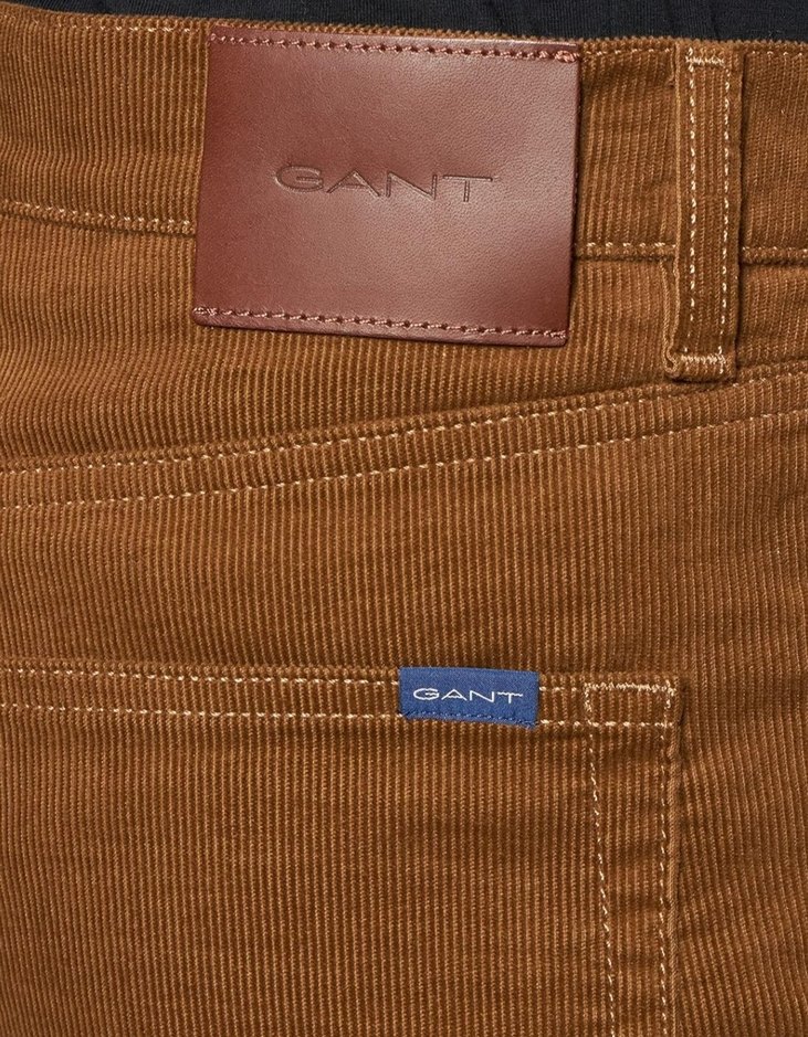 Gant Slim fit Hayes Kahverengi kadife Pantolon - Görsel 5
