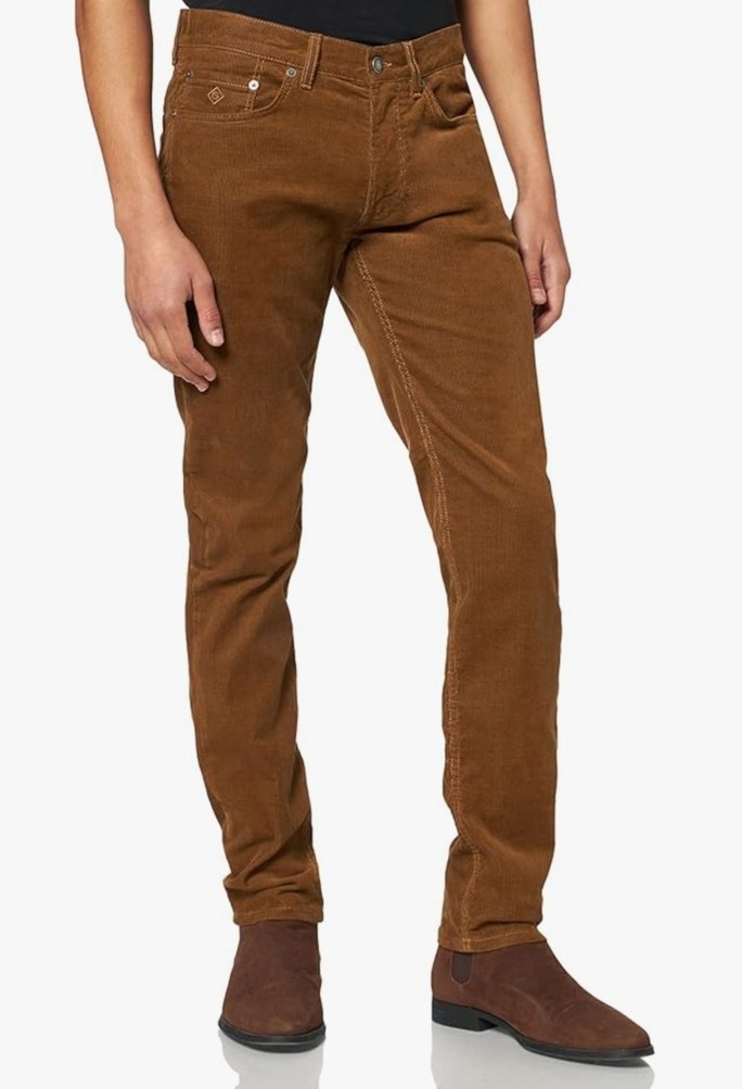 Gant Slim fit Hayes Kahverengi kadife Pantolon - Görsel 2