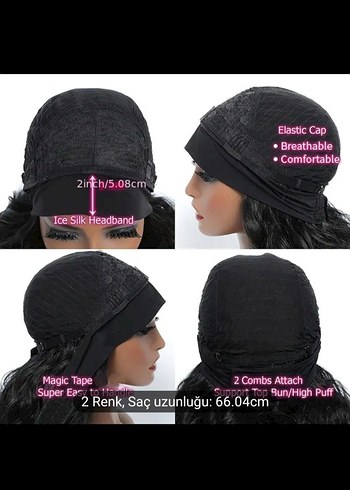 Siyah Dalgalı Sentetik Peruk 66 cm - Görsel 2