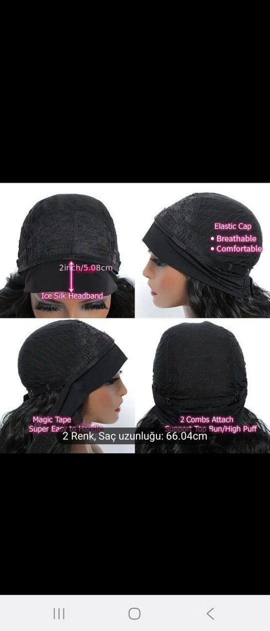 Siyah Dalgalı Sentetik Peruk 66 cm - Görsel 2