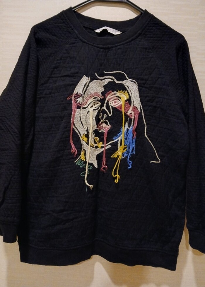 Zara işlemeli dokulu kumaş sweatshirt - Görsel 2