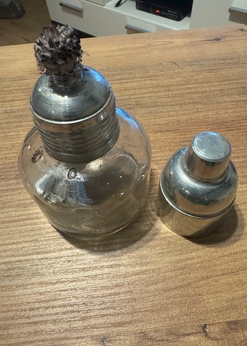 Beden Gri Metal Detaylı Cam Lamba ve Aksesuar