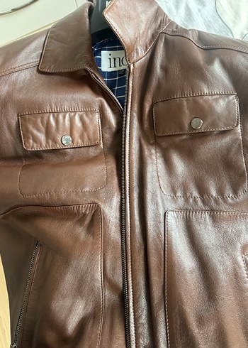 Düğmeli Kahverengi Deri Erkek Ceket - Görsel 6