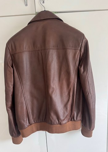 Düğmeli Kahverengi Deri Erkek Ceket - Görsel 4