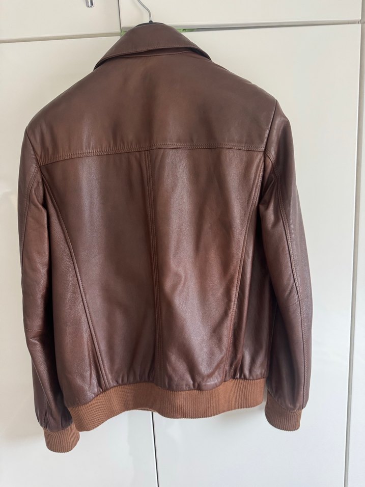 Düğmeli Kahverengi Deri Erkek Ceket - Görsel 3