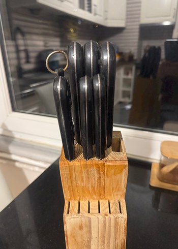 Siyah Bıçak Seti ve Ahşap Standı - Görsel 5
