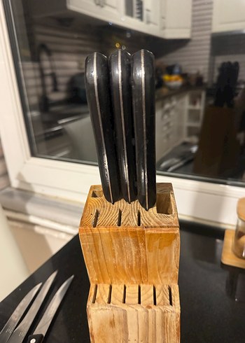 Siyah Bıçak Seti ve Ahşap Standı - Görsel 4