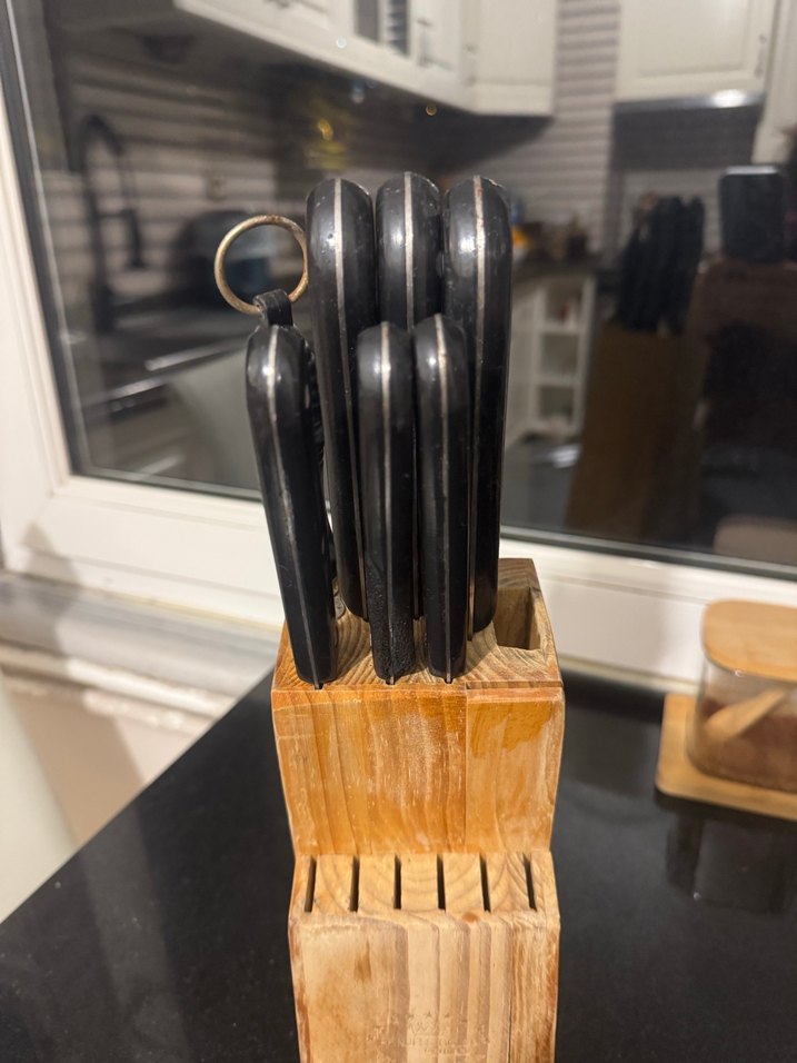 Siyah Bıçak Seti ve Ahşap Standı - Görsel 5