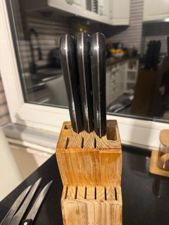 Siyah Bıçak Seti ve Ahşap Standı - Görsel 4
