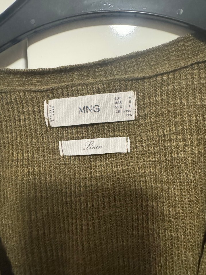 V Yaka haki Triko Kadın Kazak - Görsel 2