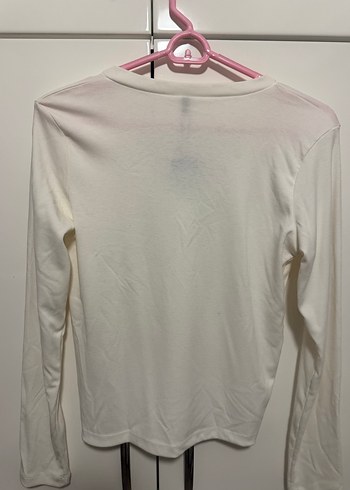 Beyaz V Yakalı Uzun Kollu Kadın Bluz - Görsel 4