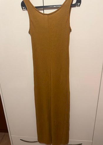 Kahverengi Kemerli Kolsuz Uzun Kadın Tulum - Görsel 4