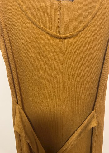 Kahverengi Kemerli Kolsuz Uzun Kadın Tulum - Görsel 2