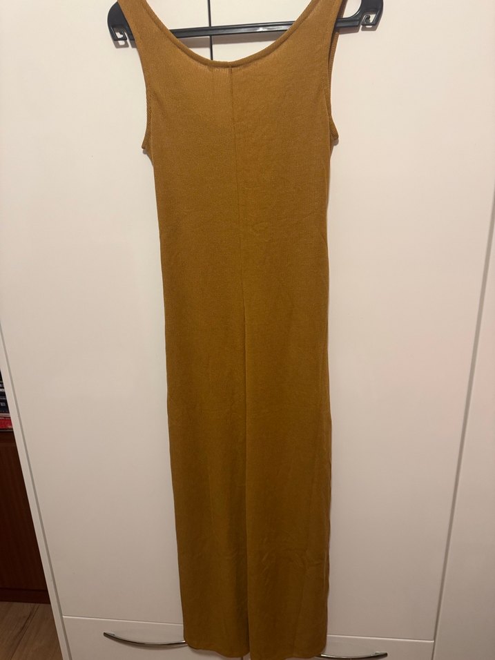 Kahverengi Kemerli Kolsuz Uzun Kadın Tulum - Görsel 4