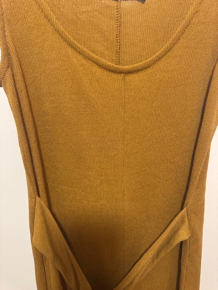 Kahverengi Kemerli Kolsuz Uzun Kadın Tulum - Görsel 2