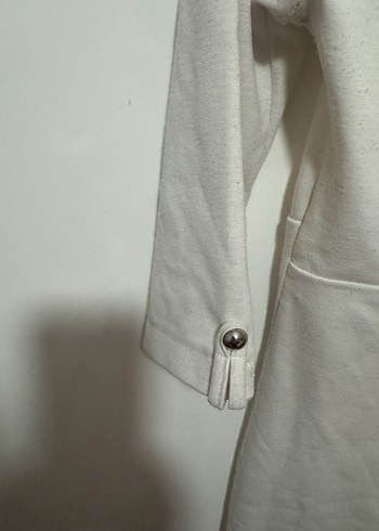 Beyaz Pilili Midi Kadın Elbise - Görsel 4