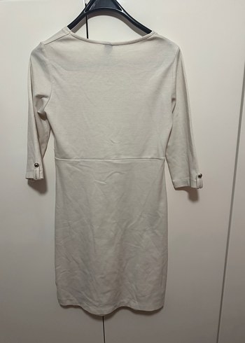 Beyaz Pilili Midi Kadın Elbise - Görsel 3