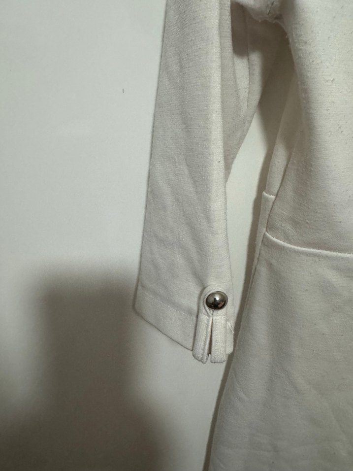 Beyaz Pilili Midi Kadın Elbise - Görsel 4