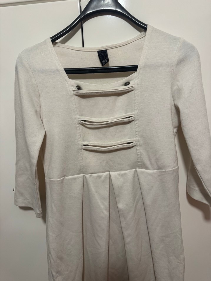 Beyaz Pilili Midi Kadın Elbise - Görsel 5