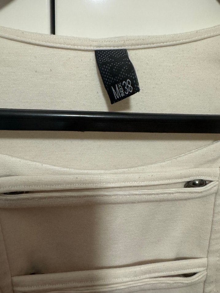 Beyaz Pilili Midi Kadın Elbise - Görsel 2