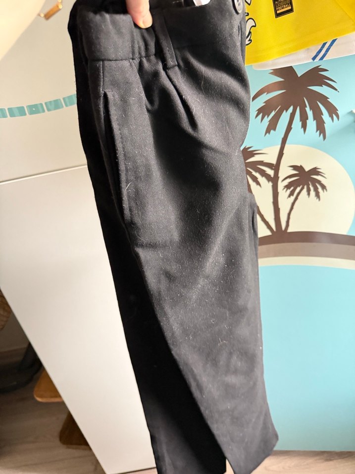 Siyah Keten Kadın Pantolon zara erkek çocuk - Görsel 4