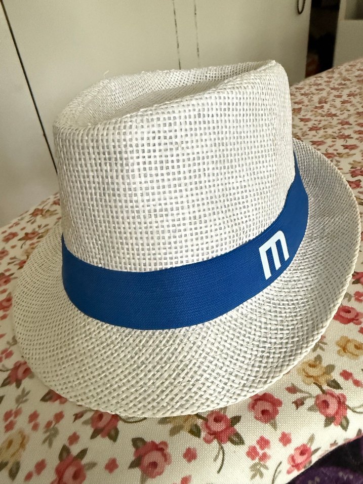 Mavi Kurdeleli Beyaz  Fötr Şapka - Görsel 4