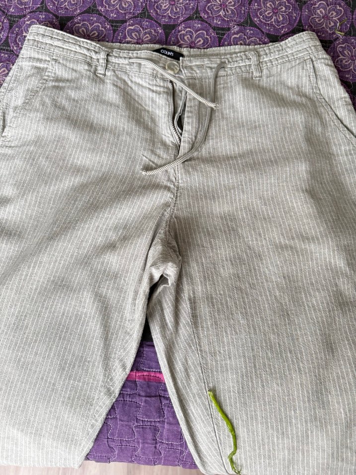 Gri Regular Fit Keten Erkek Pantolon - Görsel 4