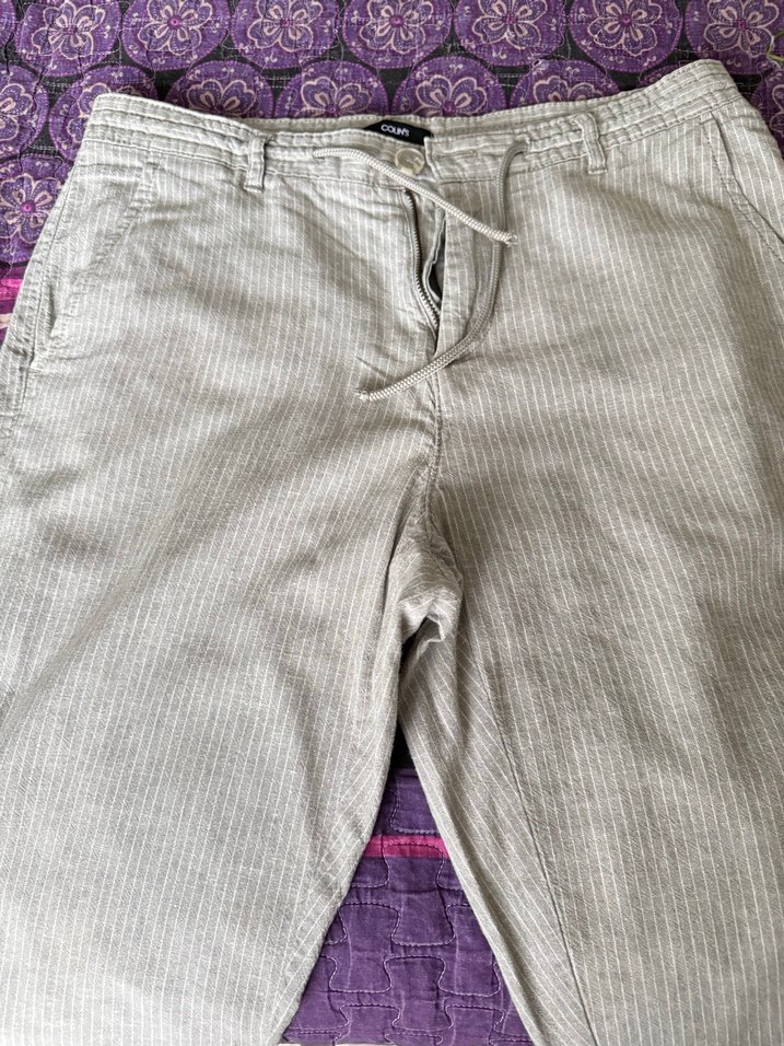 Gri Regular Fit Keten Erkek Pantolon - Görsel 3