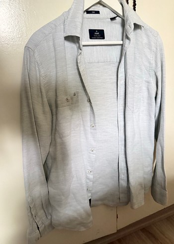 Uzun Kollu Beyaz Keten Erkek Gömlek - Görsel 4