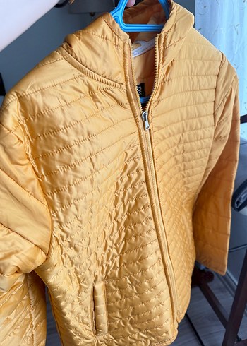 Sarı Kadın Fermuarlı Midi Mont - Görsel 3