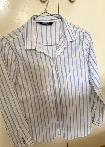 Mavi Çizgili Uzun Kollu Keten Gömlek lcw 10 yaş - Görsel 2