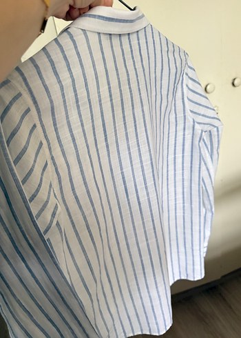 Mavi Çizgili Uzun Kollu Keten Gömlek lcw 10 yaş - Görsel 4
