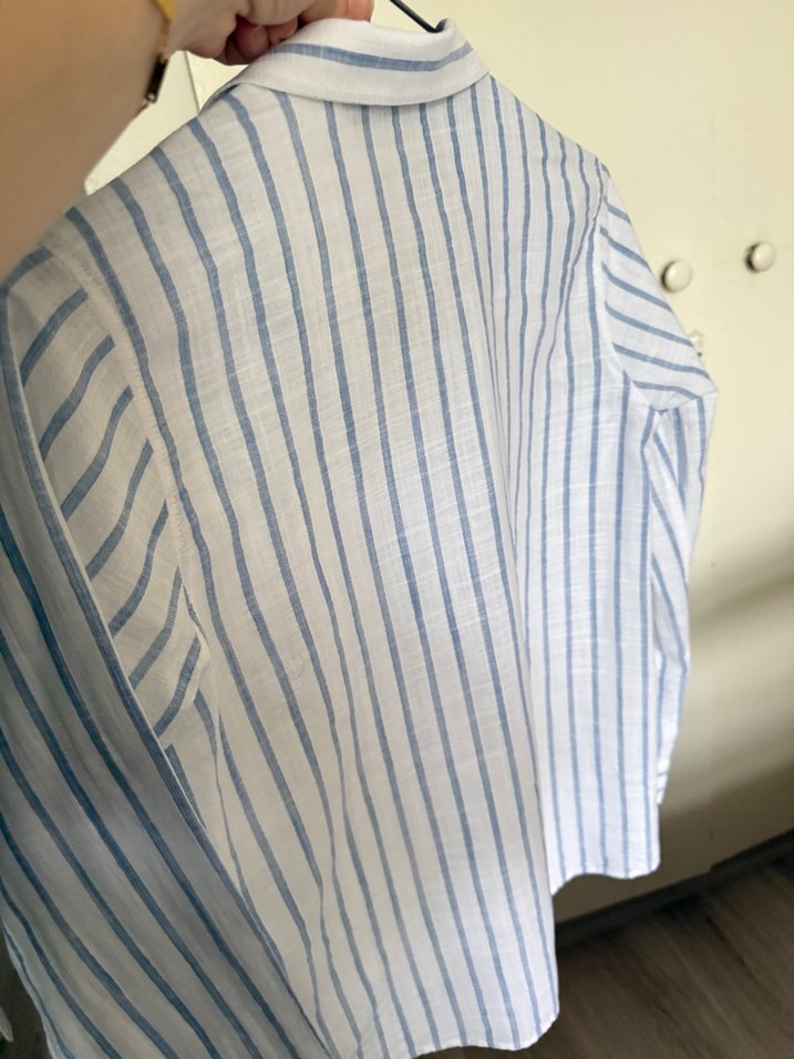 Mavi Çizgili Uzun Kollu Keten Gömlek lcw 10 yaş - Görsel 4