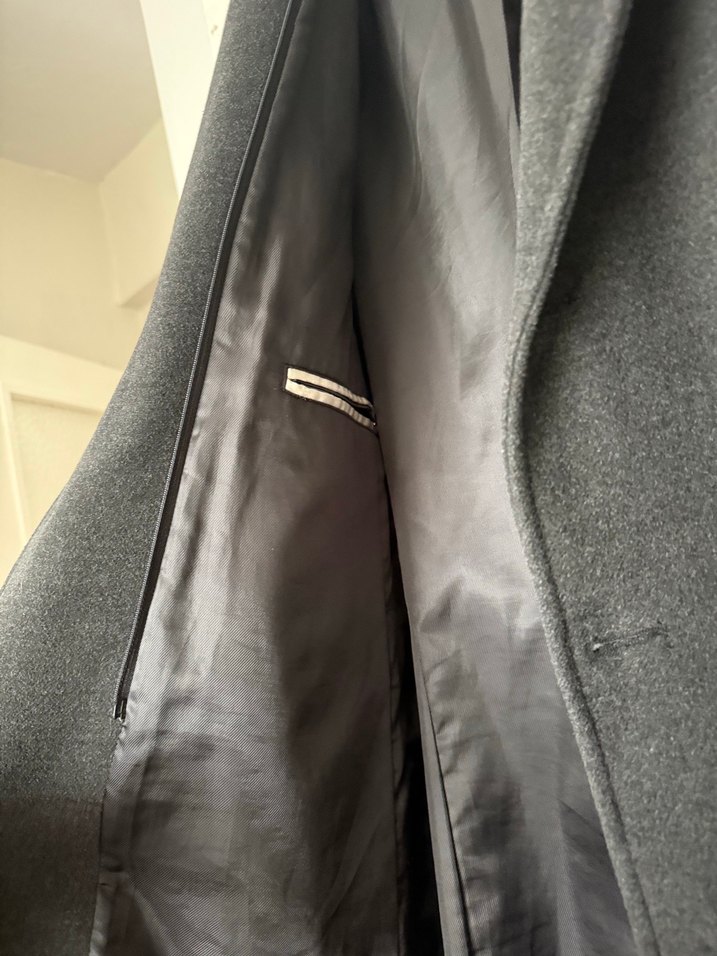 Düğmeli Gri Erkek Midi Yün Kaban - Görsel 2