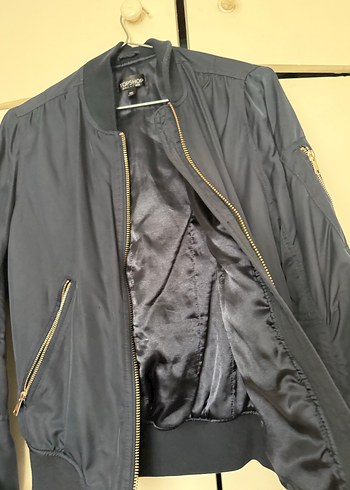 Fermuarlı Lacivert Kadın Ceket bomber ceket - Görsel 3