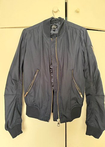 Fermuarlı Lacivert Kadın Ceket bomber ceket - Görsel 2