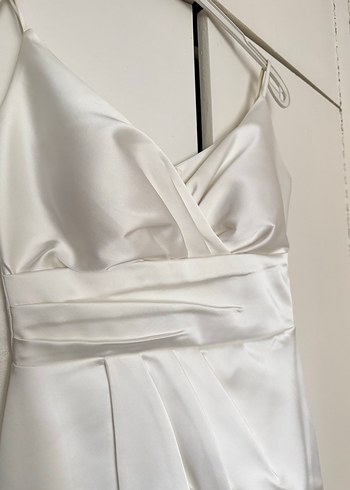 Beyaz Drapeli Uzun Abiye Elbise - Görsel 2