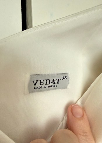 Beyaz Drapeli Uzun Abiye Elbise - Görsel 3