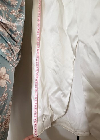 Beyaz Drapeli Uzun Abiye Elbise - Görsel 6